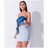 Sexy short womens corduroy mini skirt light blue