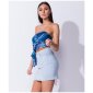 Sexy short womens corduroy mini skirt light blue