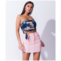 Sexy short womens corduroy mini skirt pink UK 10 (S)