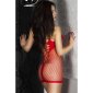 Sexy grobmaschiges Gogo Netz-Minikleid Clubwear Rot