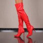 Sexy Damen Stiefel Overknees aus weichem Leder-Imitat Rot