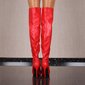 Sexy Damen Stiefel Overknees aus weichem Leder-Imitat Rot
