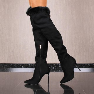 Women's overknees made of artificial suede and faux fur, 59,95