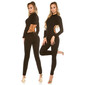 Womens long-sleeved jumpsuit catsuit with cut out back black