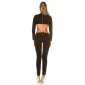 Damen Langarm Overall Catsuit mit Cut Out Rücken Schwarz