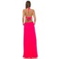 Bodenlanges Glamour Abendkleid mit sexy Ausschnitt Neon Pink