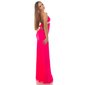 Bodenlanges Glamour Abendkleid mit sexy Ausschnitt Neon Pink Einheitsgröße (34,36,38)