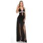 Bodenlanges Glamour Abendkleid mit sexy Ausschnitt Schwarz Einheitsgröße (34,36,38)