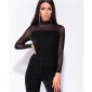 Womens glamour high-necked jumpsuit with chiffon black