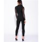 Womens glamour high-necked jumpsuit with chiffon black