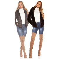 Damen Winter Wendejacke gesteppt und gefüttert Schwarz