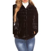 Damen Winter Wendejacke gesteppt und gefüttert Schwarz