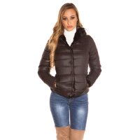 Damen Winter Wendejacke gesteppt und gefüttert Schwarz