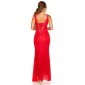 Floor-length gala lace evening dress in red carpet look red