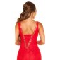 Floor-length gala lace evening dress in red carpet look red