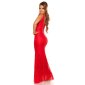 Floor-length gala lace evening dress in red carpet look red UK 12 (M)