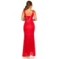 Bodenlanges Gala Spitzen-Abendkleid Red Carpet-Look Rot 40 (L)