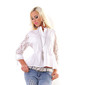 Elegante Damen Langarm Bluse mit Spitzenärmeln Weiß