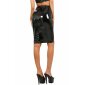 Sexy Damen Clubwear Bleistiftrock in Latex-Look Schwarz