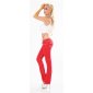 Trendy womens low-rise jeans with contrast stitching red