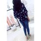 Sweet womens chiffon blouse shirt with floral pattern navy
