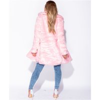 Noble womens fake fur coat with large collar pink