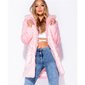 Edler Damen Kunstpelz Mantel mit großem Kragen Rosa