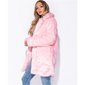 Noble womens fake fur coat with large collar pink