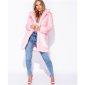 Noble womens fake fur coat with large collar pink UK 8 (XS)