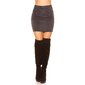 Womens jeans miniskirt with animal print reptile look anthracite