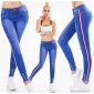 Damen Stretch-Röhrenjeans mit Seitenstreifen Destroyed Blau