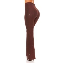 Glamour womens trousers with wide legs and glitter party wine-red