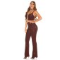 Glamour womens trousers with wide legs and glitter party wine-red