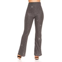 Glamour womens trousers with wide legs and glitter party...