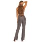 Glamour Damenhose mit weitem Bein und Glitzer Party Silber