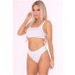 Sexy 2-tlg Damen Gogo-Set Outfit mit Netzstoff Clubwear Weiß