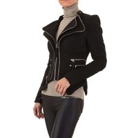Taillierter Damen Sweatblazer Jacke mit Zipper Schwarz