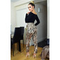 Womens high-waisted trousers with animal print leopard brown