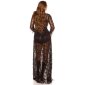 Glamorous party playsuit made of chiffon with sequins black