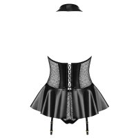 Noble womens wet look corset with suspenders black  UK 8/10 (S/M)