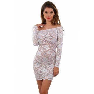 Transparent lace minidress negligee clubwear white