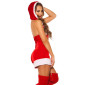 Sexy Santa Weihnachtsfraukleid aus Samt mit Hoodie Rot-Weiß Einheitsgröße (34,36,38)