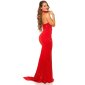 Glittering floor-length halterneck evening dress gown red UK 12 (M)