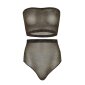 2 pcs womens glitter lingerie set bandeau top+panty black-gold