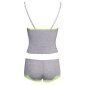 Sweet womens 2 pcs cami set top panty with lace grey-yellow