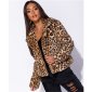 Oversize Damen Kunstfell Jacke Animalprint Leopard Braun