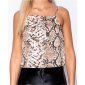 Sweet womens strappy cami top with snake pattern brown