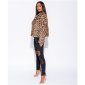 Womens oversize fake fur jacket animal print leopard brown UK 12 (M)