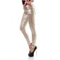 Damen Röhrenhose Metallic mit Animalprint Reptil-Look Gold