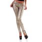 Damen Röhrenhose Metallic mit Animalprint Reptil-Look Gold